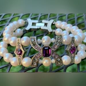 Monet Pearl and Purple Gemstone Bracelet